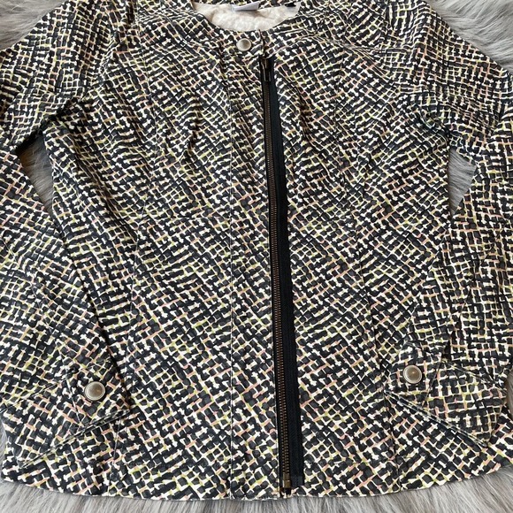 Cabi Jacket Sz Small geometric print moto womens zip up denim Colorful Casual - Picture 2 of 9